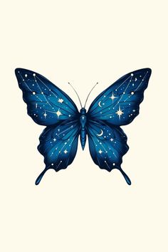 a blue butterfly with stars on its wings