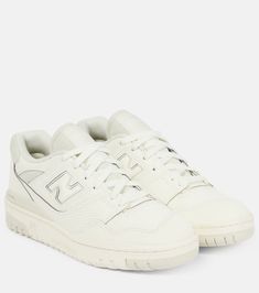 550 Leather Sneakers in Beige - New Balance | Mytheresa Old Money Sneakers, Coquette Sneakers, New Balance 550 Cream, 80s Basketball, White Coquette, Basketball Silhouette, Beige Sneakers, Cream Shoes, New Balance Shoes