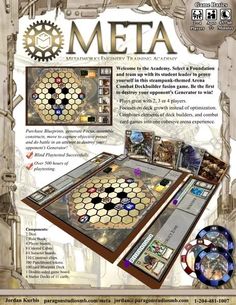 an advertisement for the board game meta