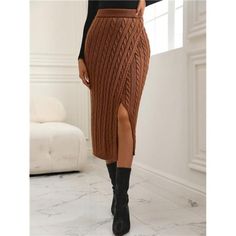 -Item Id 21695890 -Details: Cable-Knit, Wrap -Style: Elegant -Color: Brown -Pattern Type: Plain -Fit Type: Regular Fit -Temperature: Late Fall (10-17/50-63) -Waist Line: Natural -Length: Long -Fabric: Non-Stretch -Material: Knitwear -Composition: 100% Acrylic -Care Instructions: Hand Wash Or Professional Dry Clean -Sheer: No **Open To Offers!!!** **Bundle To Save More** **30% Off Bundles Of 2 Or More Items!!** ***Orders Go Out Within 5-10 Business Days!! Thank You For Your Patience!! Multiple Si Dress Professional, Blazer Blouse, Summer 90s, Preppy Business, Dirndl Outfit, Preppy Prom, Bandeau Tops, Boho Bridesmaid, Pullover Outfit