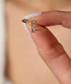 Neet Aspirant, Initial Ring Gold, Alphabet Ring, Gold Initial Ring, Fancy Jewellery Designs, Blouse Designs Silk, Mother Christmas Gifts, Letter Ring, Jewelry Personalized