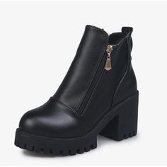 Upper Material:PU Boot Height:Ankle Closure Type:Zip Boot Type:Basic Toe Shape:Round Toe Heel Height:High (5cm-8cm) Heel Type:Square heel Model Number:women boots HTD1067 Season:Spring/Autumn Insole Material:PU Pattern Type:Solid Outsole Material:Rubber With Platforms:Yes Platform Height:0-3cm is_handmade:Yes Lining Material:Short Plush Shaft Material:PU Fit:Fits true to size, take your normal size Fashion Element:Platform Department Name:Adult Item Type:Boots Winter High Heel Boots With Zipper, Winter High Heeled Boots With Zipper Closure, Winter High Heel Boots With Zipper Closure, Trendy Heeled Boots With Side Zipper And Round Toe, Winter Ankle Martin Boots With Zipper, Winter High Ankle Martin Boots With Zipper, Winter High Ankle Martin Boots With Zipper Closure, Winter Martin Boots With Zipper Closure And High Ankle, High Ankle Martin Boots With Zipper For Winter