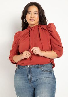 Tie Neck Puff Sleeve Blouse, MARSALA Plus Zise, Soft Dramatic, Blouse Nordstrom, Tie Neck Blouse, Stretch Crepe, Puff Sleeve Blouse, Feel Pretty, Tie Blouse, Plus Size Blouses