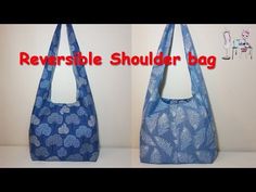 two bags with the words reversible shoulder bag written on them and an image of a