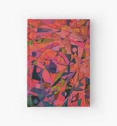 an abstract painting in pink, orange and green on a white background hardcover journal with cover