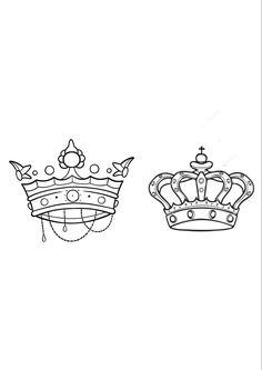 two crowns are shown in black and white