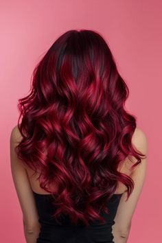 Cherry Red Hair Color, Black Cherry Hair Color, Black Cherry Hair, Burgundy Hair Color, Cherry Hair Colors, Red Hair Color Ideas, Cherry Red Hair, World Hair, Vivid Hair Color