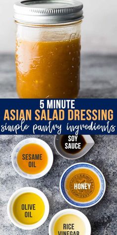 Asian Sesame Dressing, Healthy Dressing Recipes, Asian Salad Dressing, Asian Dressing, Salad Dressing Recipe, Resep Salad, Honey And Soy Sauce, Sesame Dressing