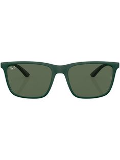 forest green rectangle frame green tinted lenses lens decal curved tips These glasses come with a protective case. Ray Bands, Green Sunglasses, Rectangle Frame, Forest Green, Ray Ban, Protective Cases, Sunglasses Accessories, Rayban Wayfarer, Dark Green