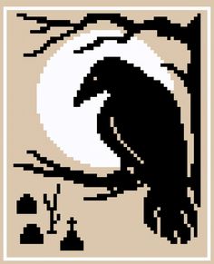 an image of a bird that is in the middle of a cross - stitch pattern