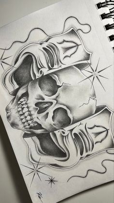 Easy Graffiti, Cool Tattoo Drawings, Skull Art Drawing, Tattoo Design Book