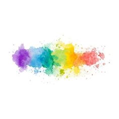 a rainbow colored paint splattered on a white background