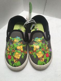 Nickelodeon Ninja Turtles slip on shoes boys size 8 Ninja Turtle Custom Shoes, Ninja Turtles Shoes, Custom Slip-on Sneakers For Skateboarding, Tmnt Pajamas, Ninja Turtle Backpack, Rise Of The Teenage Mutant Ninja Turtles Hoodie, Diy Shoes, Vans Classic Slip On Sneaker, Ninja Turtles