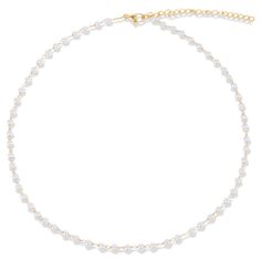 Water resistant 💧 Materials: Stainless steel, imitation pearl Measurements: 35 cm + 10 cm extender Closure: Lobster clasp Allergy Information: Hypoallergenic White Dainty Pearl Necklace With Metal, White Pearl Choker With Adjustable Chain, White Pearl Necklace With Delicate Metal Chain, Adjustable White Pearl Necklace With Chain, White Adjustable Pearl Necklace, Pearl Choker Necklace, Hypoallergenic Jewelry, Gold Choker Necklace, Gold Dipped