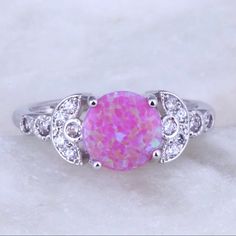 Brand New.925 Sterling Silver Pink Fire Opal Ring- Size 6- Stamped- Please Be Aware That I Photograph And Record Every Item I Sell On Here And Keep Detailed Records Of Each Item Verifying That I Am Providing An Item 100% As Described In The Listing!! Silver Opal Ring With Accent Stones For Gift, Pink Opal Ring In Sterling Silver For Anniversary, Pink Sterling Silver Opal Ring For Anniversary, Silver Sterling Silver Opal Ring, Silver Opal Ring With Cubic Zirconia Center Stone, Silver Opal Ring With Accent Stones, Elegant Pink Opal Sterling Silver Ring, Elegant Pink Opal Ring In Sterling Silver, Silver Opal Ring With Halo Setting In Sterling Silver