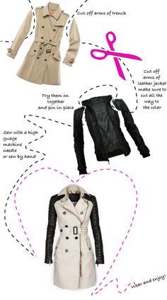 three different types of coats and jackets with text describing how to wear them in the winter