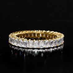 Ross-Simons - 3.00ct t. w. Emerald-Cut Lab Grown Diamond Eternity Band Ring Size 7. Our substantial 3.00 ct. t. w. lab-grown diamond eternity band is a truly stunning choice for fans of the elongated emerald cut. Masterfully crafted in high-polished 14kt yellow gold, this beautiful ring is destined to impress with exceptional sparkle and fire emitting from each fantastic facet. Lab-grown diamonds are identical to mined diamonds according to their optical, physical and chemical properties. All Ro Eternity Emerald Band, Gold Emerald Cut Eternity Band, Thick Diamond Wedding Band, Eternity Ring Diamond Gold, Emerald Cut Wedding Band, Emerald Cut Diamond Eternity Band, Emerald Cut Eternity Band, Yellow Gold Diamond Wedding Band, Wedding Rings Emerald Cut