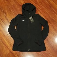 Nwt Size S Nike Zip Hoodie. It Has 2 Front Pockets And Double Front Zipper. Approx 17.25" Across Pit To Pit Nike Hoodie For Fall Outdoor Activities, Nike Hoodie For Outdoor Activities In Fall, Nike Black Hooded Jacket For Fall, Hooded Track Jacket For Fall Winter Sports, Nike Hooded Fleece Jacket For Fall, Sports Hooded Jacket With Fleece Lining For Fall, Sporty Fleece Hooded Jacket For Cold Weather, Hooded Sports Jacket With Fleece Lining For Fall, Nike Hooded Fleece Jacket For Winter