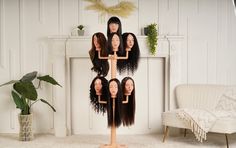 The Wig Hanger wig stand can hold up to 7 wigs, keeping your wigs organized and ready to go when it's time to head out the door! Wig Hanger, Styled Wigs, Nyc Hair Salon, Wig Display, Head Display, Wig Collection, Hair Boutique, Wig Store, A Burden