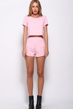 Trendy pink top.Style with Best Of Friends shorts.Cap sleeve.High round neckline.Small cut out at back.Button at back of neckline.Side zip.No stretch in fabric.Not lined.Polyester/cotton. Friends Shorts, Best Of Friends, Shorts Style, Pink Top, Pink Shorts, Pink Tops, Cap Sleeve, Soft Fabric, Side Zip