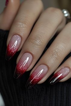 Black Ombre Nails Red And Black Ombre Nails Glitter, Black Ombre Nails Glitter, Red And Black Ombre Nails, Nails Designs Ombre, Black Ombre Nails, Red Ombre Nails, Skateboard Photos, Elegant Nail Designs, Ombre Nails Glitter