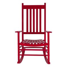 a red wooden rocking chair on a white background with clippings to the side