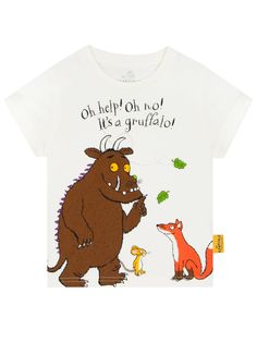 PRICES MAY VARY. Celebrate The Enchanting Story Of The Gruffalo Book: Dive into the magical world of The Gruffalo with this boys tshirt, crafted in soft cream featuring a vibrant and playful print of the beloved story time favourite Gruffalo with fox and mouse - perfect for every little adventurer Adorable The Gruffalo Clothing: Relive the enchanting moment where the mouse meets the Gruffalo and fox, depicted in a large, colourful print that brings the magic of the Gruffalo story right to your wardrobe Official The Gruffalo Merchandise: Embrace the fun with the Gruffalo's classic line 'Oh help! Oh no! It's a Gruff!' displayed above the friendly giant, adding a touch of storybook charm to every collection of boys clothes Summer Ready Short Sleeves: Crafted with comfy short sleeves and light The Gruffalo Book, Gruffalo Party, Cunning Fox, World Book Day, Book Day, T Shirt World, Boys Summer Outfits, Top Crafts