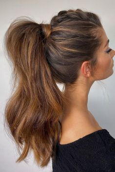 High Ponytail Braid, Ponytail Hairstyle Ideas, Big Ponytail, Trendy Layered Hairstyles, Fancy Ponytail, Stylish Ponytail