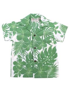 [Exclusive] Royal Hawaiian Creations Hibiscus Panel Green Poly Cotton Boys Hawaiian Shirt | AlohaOutlet Spring Hibiscus Print Collared Shirt, Spring Collared Shirt With Hibiscus Print, Green Collared Hawaiian Shirt With Floral Print, Spring Hibiscus Print Shirt With Camp Collar, Collared Hibiscus Print Top For Spring, Collared Tops With Hibiscus Print For Spring, Spring Collared Camp Shirt With Hibiscus Print, Hawaiian Collared Top With Graphic Print, Hawaiian Collared Tops With Graphic Print