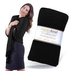 The Wayfarer travel wrap in classic jet black is a versatile wrap and travel blanket. It can be used as a scarf, cover-up, pashmina, and more. It also works as a simple individual sized travel blanket for men, measuring 68" x 35". This wrap is made from luxurious eco-friendly Tencel fiber material, a plant-based textile and cellulose fiber that is made from sustainably harvested beech trees, is absorbent and breathable, and is resistant to fading, pilling, and wear. This amazing fabric is machin What To Wear In Italy, Plane Outfit, In The Plane, Travel Lounge, Travel Socks, Heather Graham, Travel Scarf, Travel Wrap, Travel Jacket