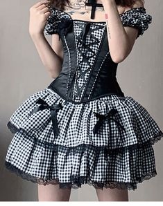 This price is for a corset and a skirt, others are not included.   	 		 			Size 			S 			M 			L 		 		 			Shoulder to Waist 			32 			33 			34 		 		 			Bust 			72-82 			74-84 			78-88 		 		 			Waist 			58-68 			62-72 			66-76 		 		 			Skirt Length 			42 			42 			42 Black Underbust Corset Dress For Spring, Black Corset For Summer Cosplay, Summer Black Corset For Cosplay, Summer Cosplay Black Corset, Fitted Halloween Corset Dress In Coquette Style, Black Summer Corset For Costume Party, Black Corset For Summer Costume Party, Fitted Coquette Corset Dress For Halloween, Black Spring Gothic Corset