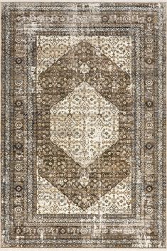 an area rug with brown and beige colors