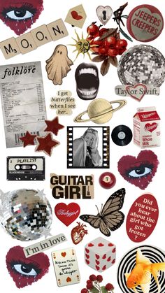 a collage of various stickers and pictures