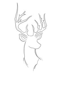 Simple Stag Tattoo, Deer Line Tattoo, Cute Deer Tattoo, Drawing A Deer, Drawing Of Deer, Deer Antler Tattoo, Antlers Drawing, Tattoo Deer, Deer Head Tattoo