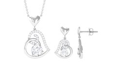 2 CT Cubic Zirconia Heart Drop Jewelry Set in Gold - Rosec Jewels Drop Jewelry, Cubic Zirconia Necklace, Signature Jewelry, Necklace And Earring Set, Timeless Jewelry, Drop Necklace, Drop Pendant, Intricate Design, Free Jewelry