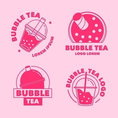 four different logos for bubble tea