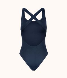 Crossback One Piece Swimsuit: Navy | LIVELY Trendy Nylon Swimwear For Poolside, Athleisure Seamless Swimwear For Swimming, Blue Seamless Swimwear For Summer, Casual Seamless Swimwear For Summer, Trendy Workout Swimwear, Seamless Athleisure Swimwear For Summer, Summer Athleisure Seamless Swimwear, Summer Seamless Athleisure Swimwear, Seamless Swimwear For Sports In Summer