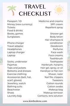 travel checklist with the words