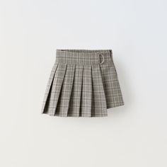 New Without Tags Pleated Plaid Skirt, Box Pleat Skirt, Pleat Skirt, Zara Skirts, Plaid Skirt, Box Pleats, Plaid Skirts, Pleated Skirt, Black Gray