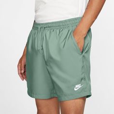 Style Name: Nike Men’s Sportswear Woven Shorts Print: Light Green Features: Soft & Smooth Performance Twill Fabric, Mesh Lining Adds Breathable Comfort, Side Pockets & Back Pocket, Mid Thigh Length, Standard Relaxed Fit Closure: Drawstring Fabric: Polyester Size & Condition: Size Xl, In Excellent New With Tags Condition No Flaws. //Approx Measurements// Waist (Flat, Unstretched): 18” Inseam: 5.5” Rise: 13.5” Nike Sporty Activewear With Side Pockets, Green Activewear With Side Pockets For Sports, Sporty Green Athletic Shorts With Side Pockets, Green Sporty Athletic Shorts With Side Pockets, Green Sporty Activewear With Pockets, Green Relaxed Fit Athletic Shorts, Casual Relaxed Fit Training Bottoms, Casual Relaxed Fit Bottoms For Training, Nike Activewear With Side Pockets