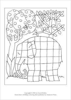 an elephant and tree with dots on it