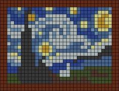 Alpha Pattern, Friendship Bracelet, Van Gogh, Cross Stitch Pattern, Stitch Pattern, Starry Night, Pixel Art, Mosaic