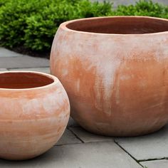 Paseo Bowl - Set of 2 in Terra Cotta Campania International, Terracotta Bowl, Handmade Pot, Terracotta Pot, Terracotta Planter, Garden Accents, Glazes For Pottery, Outdoor Planters, Outdoor Art