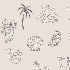 a drawing of different types of beach items