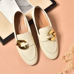 • Trendy Beige Formal Loafers, Trendy Beige Round Toe Loafers, Trendy Beige Loafers With Round Toe, Trendy Beige Fall Loafers, Trendy Beige Workwear Flats, Trendy Beige Flats For Workwear, Trendy Beige Flats For Work, Trendy Beige Almond Toe Loafers, Trendy Beige Flat Loafers