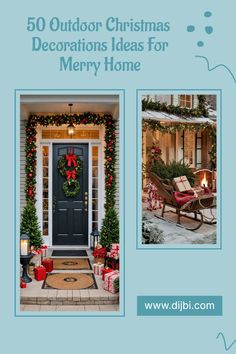 the front door is decorated with christmas decorations