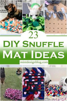 several different pictures with the words 23 diy snuffle mat ideas on them