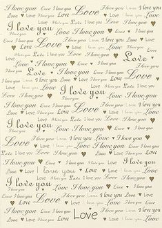 a piece of paper with words written in different languages and hearts on the bottom corner