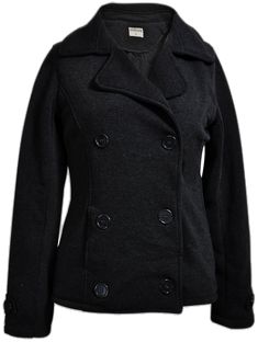 Casual Double-breasted Pea Coat For Winter, Double-breasted Pea Coat For Winter, Casual Winter Peacoat With Lapel Collar, Winter Double-breasted Pea Coat With Button Closure, Double-breasted Winter Pea Coat With Button Closure, Casual Pea Coat With Lapel Collar For Cold Weather, Casual Solid Pea Coat For Cold Weather, Casual Pea Coat For Cold Weather, Solid Double-breasted Peacoat With Pockets