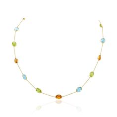 "Item Type: 18K solid yellow gold blue topaz, peridot, and citrine gemstone necklace Transparency: Opaque Total Weight: 7.11 gm Stone: blue topaz, peridot and citrine Necklace Size - 18\" Inch Quantity: 1 Color: Blue, Green, And Yellow Shape: Oval Natural/Lab-Created: Natural Country/Region of Manufacture: India Metal Purity: 18K Yellow Gold Style: Bezel Metal: Gold Stone Cut: Faceted NOTE - FREE SHIPPING FOR OUR ALL CUSTOMERS RETURN POLICY: For any reason, if you are not satisfied with our prod Bracelet Lock, Lock Bracelet, Multi Gemstone Necklace, Blue Topaz Necklace, Bracelet Box, Peridot Necklace, Yellow Gemstones, Gold Armband, Citrine Necklace